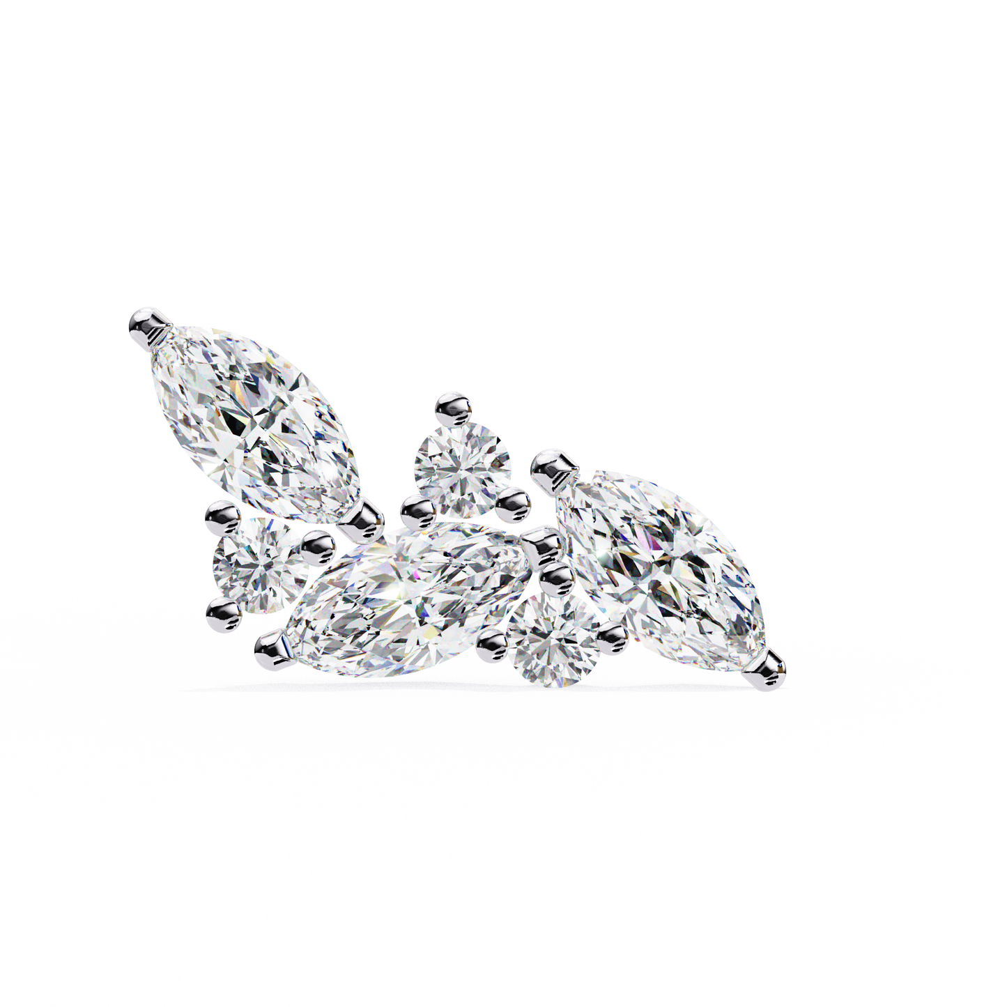 Silver Diamond Blossom earrings