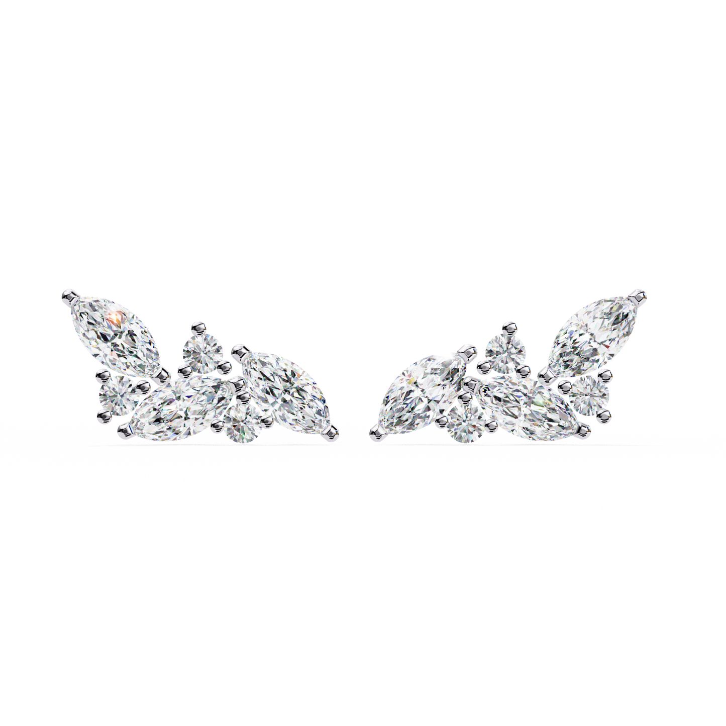 Silver Diamond Blossom earrings
