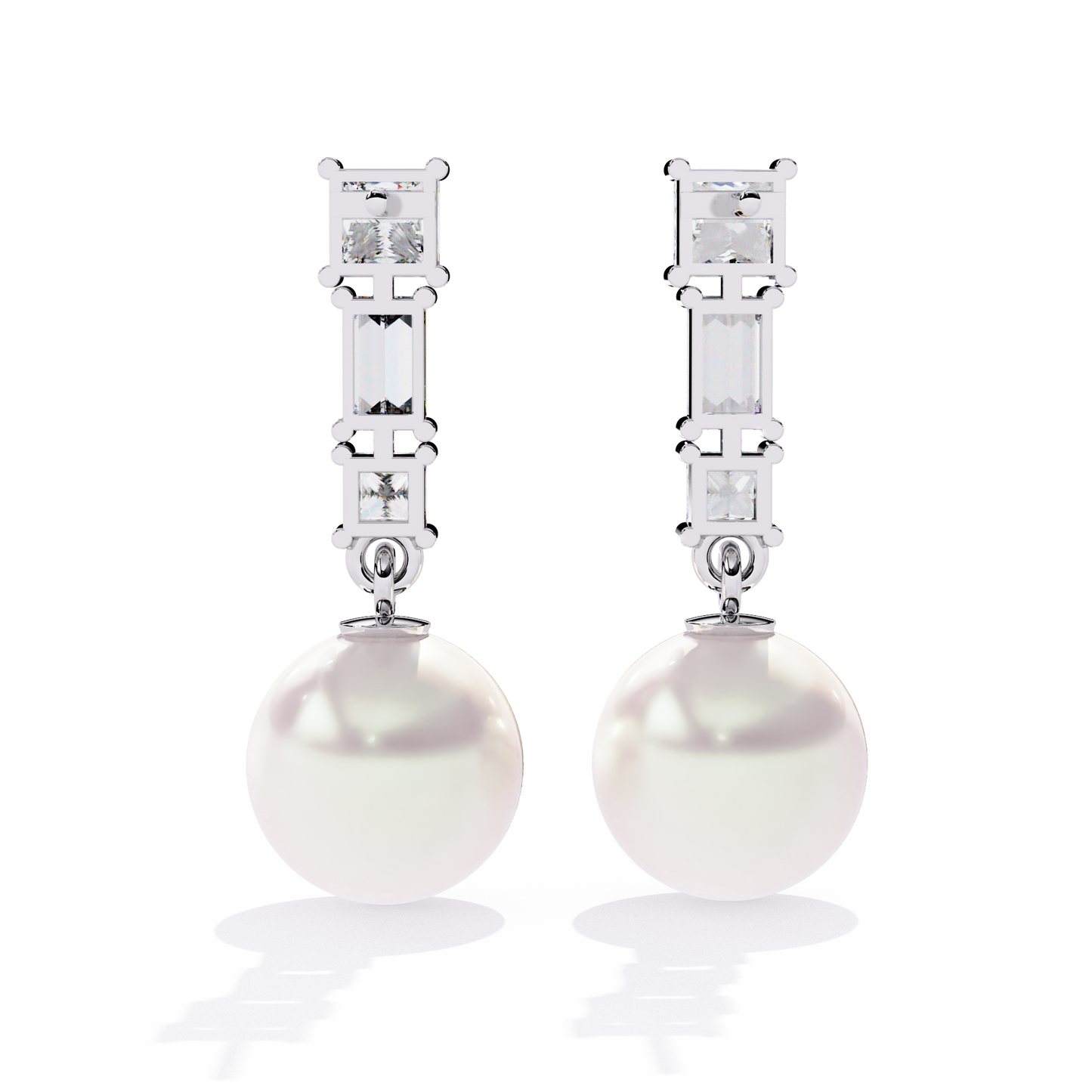 Silver Moissanite Pearl Drop earrings