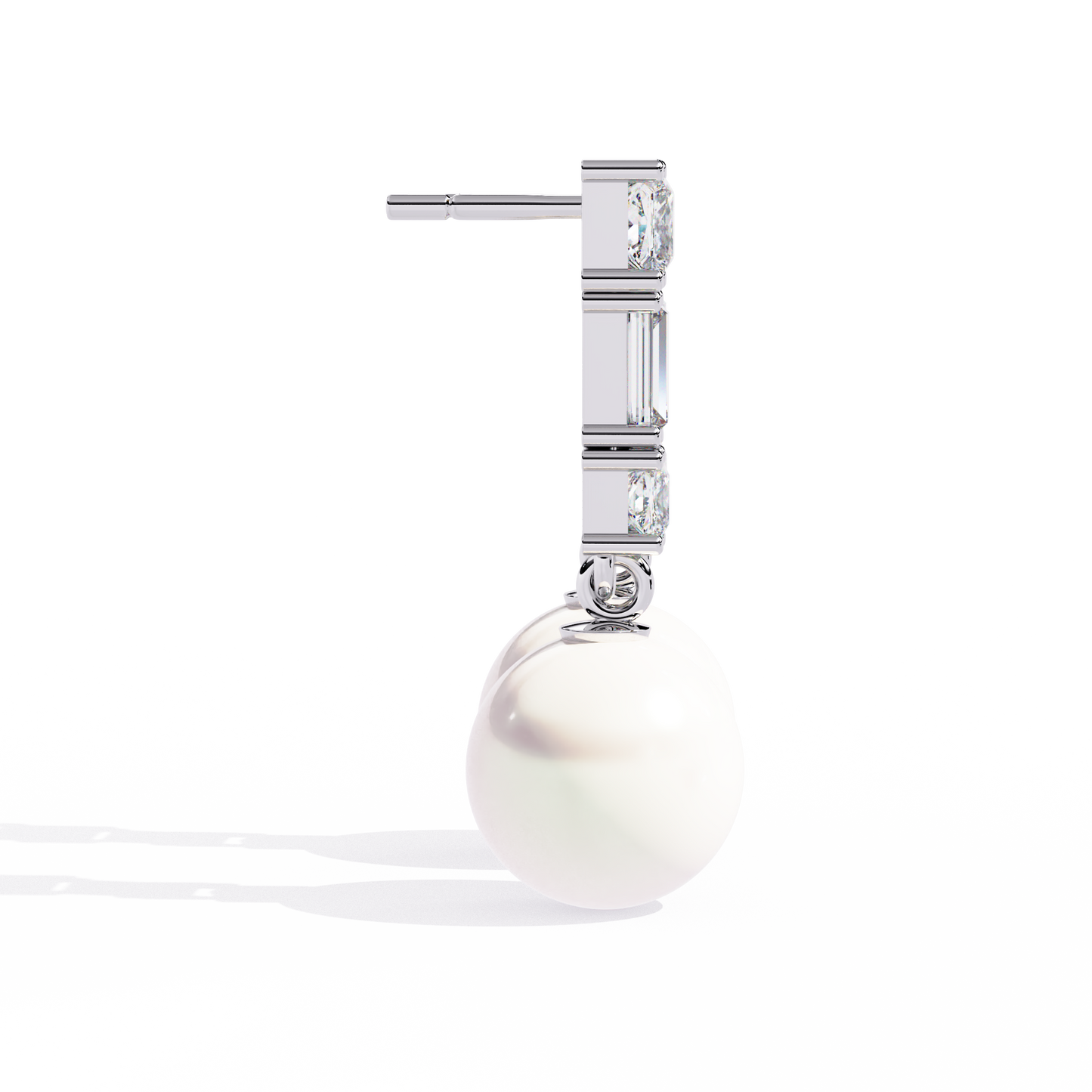 Silver Moissanite Pearl Drop earrings