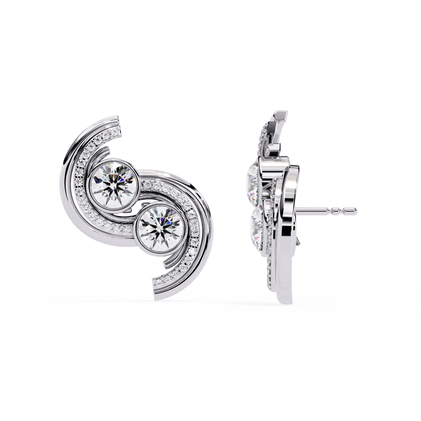 Silver Vortex Sparkle Studs