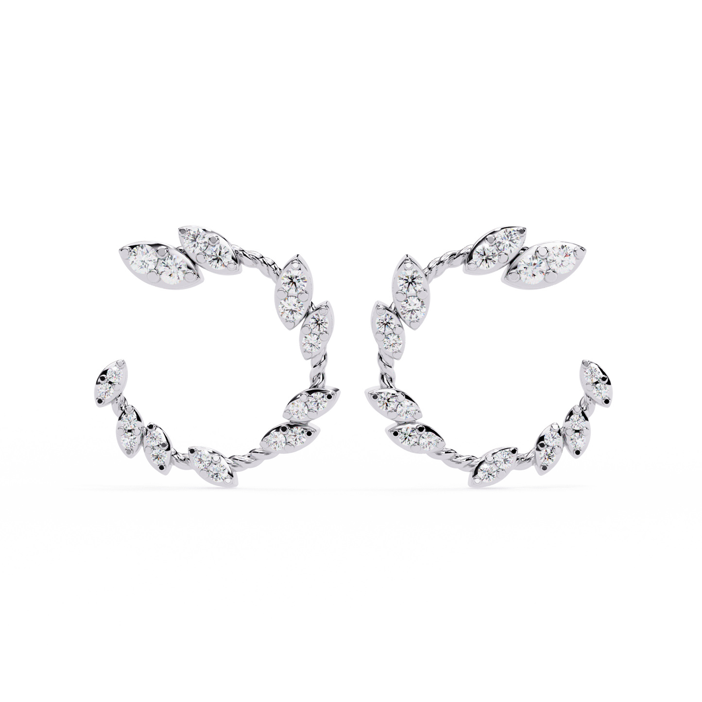 Silver Marquise Petal Hoops
