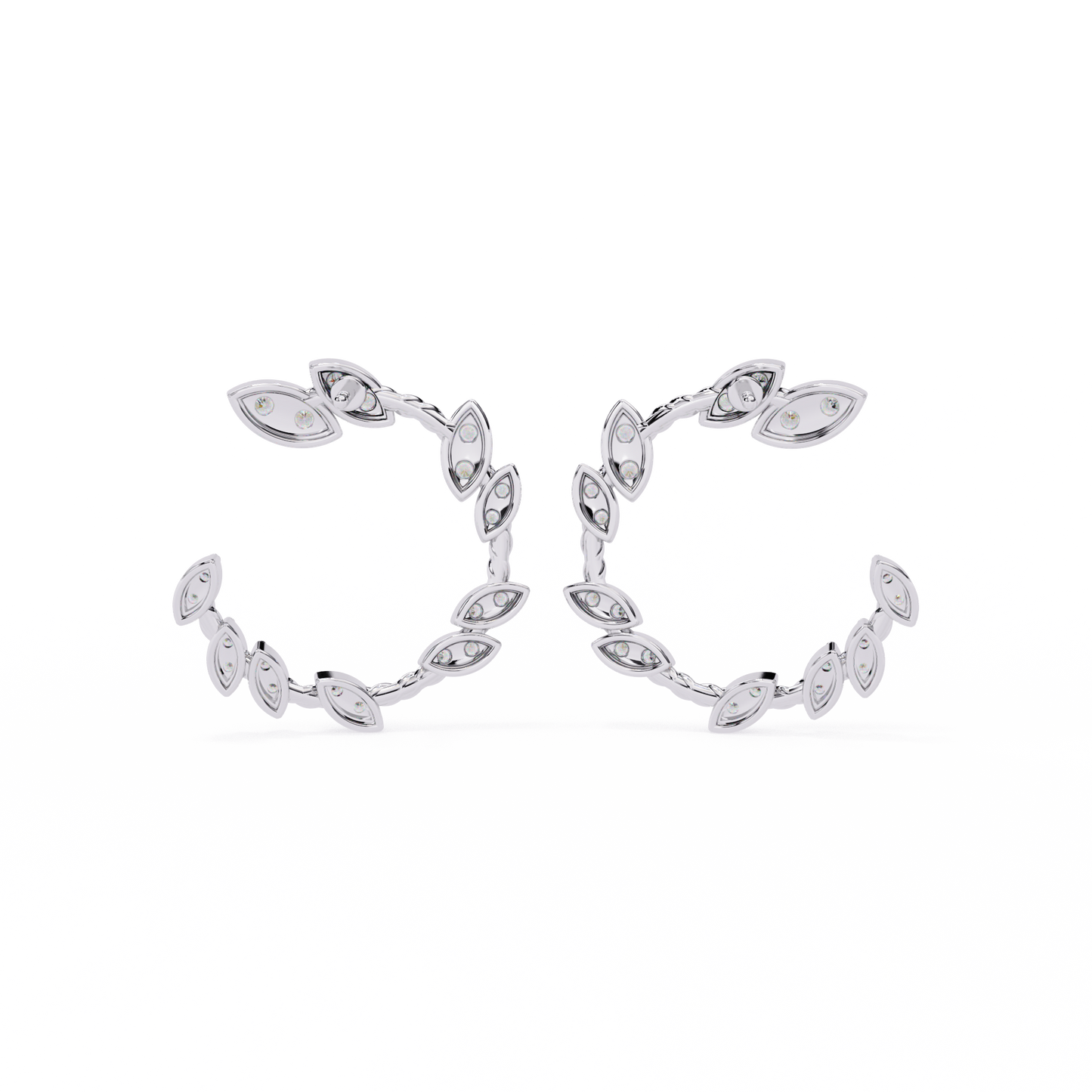 Silver Marquise Petal Hoops