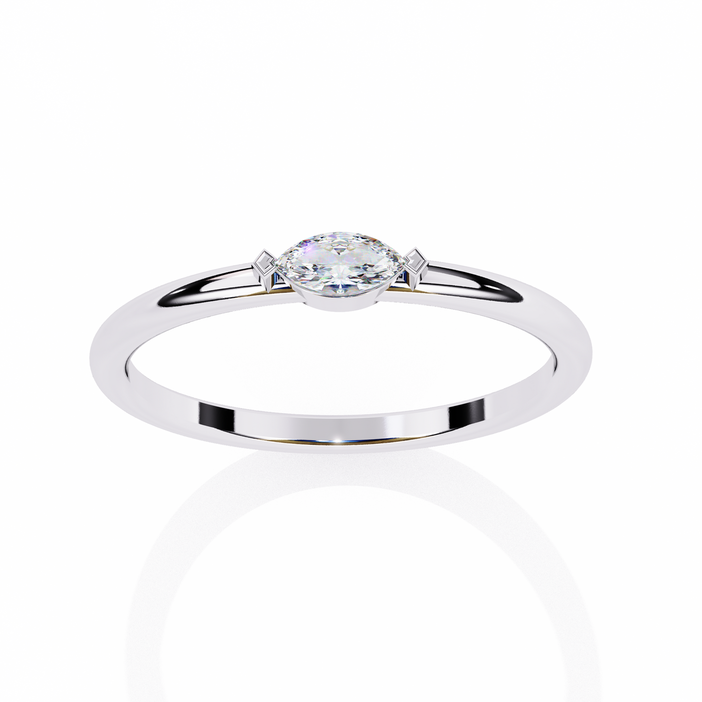 Silver Minimalist Marquise Ring