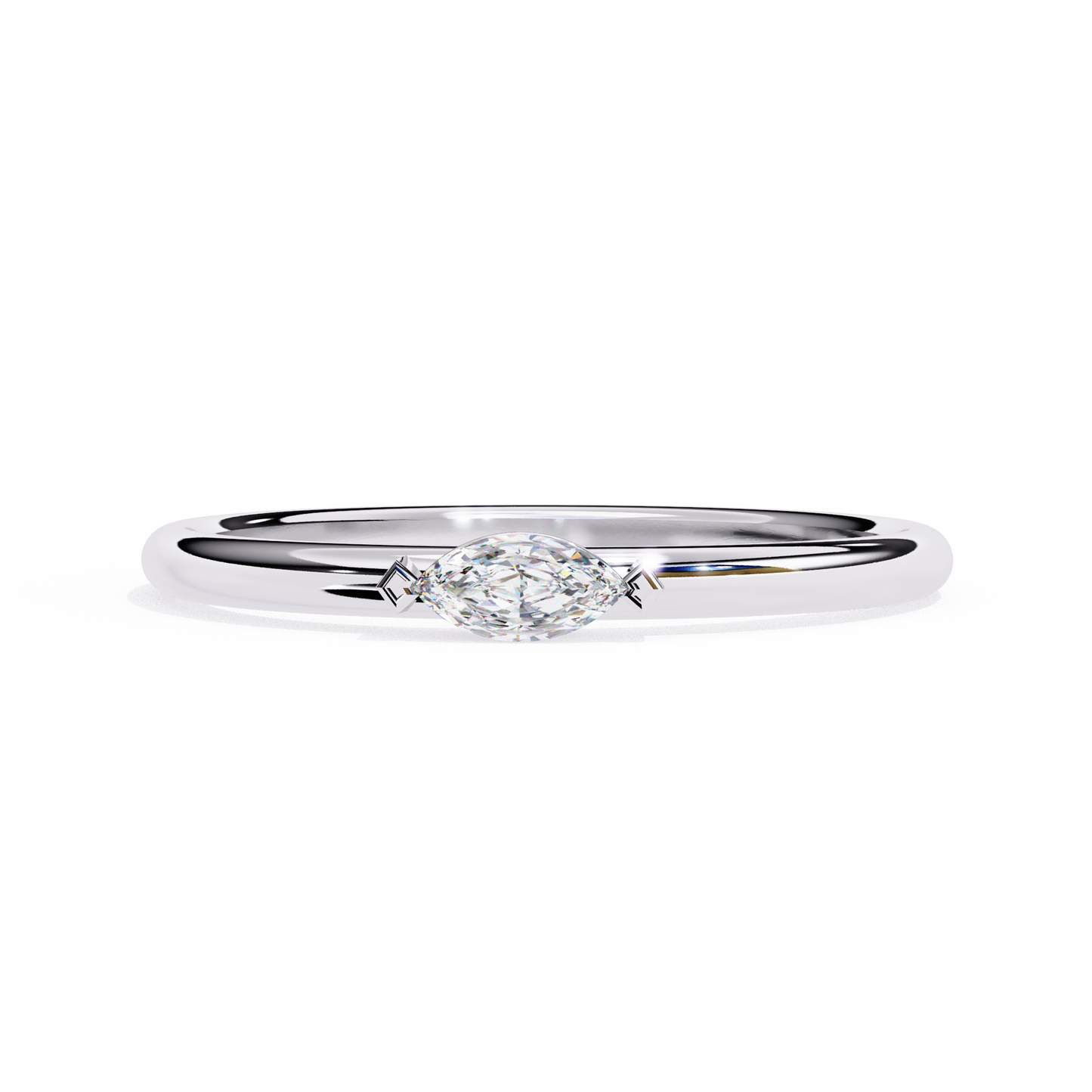 Silver Minimalist Marquise Ring