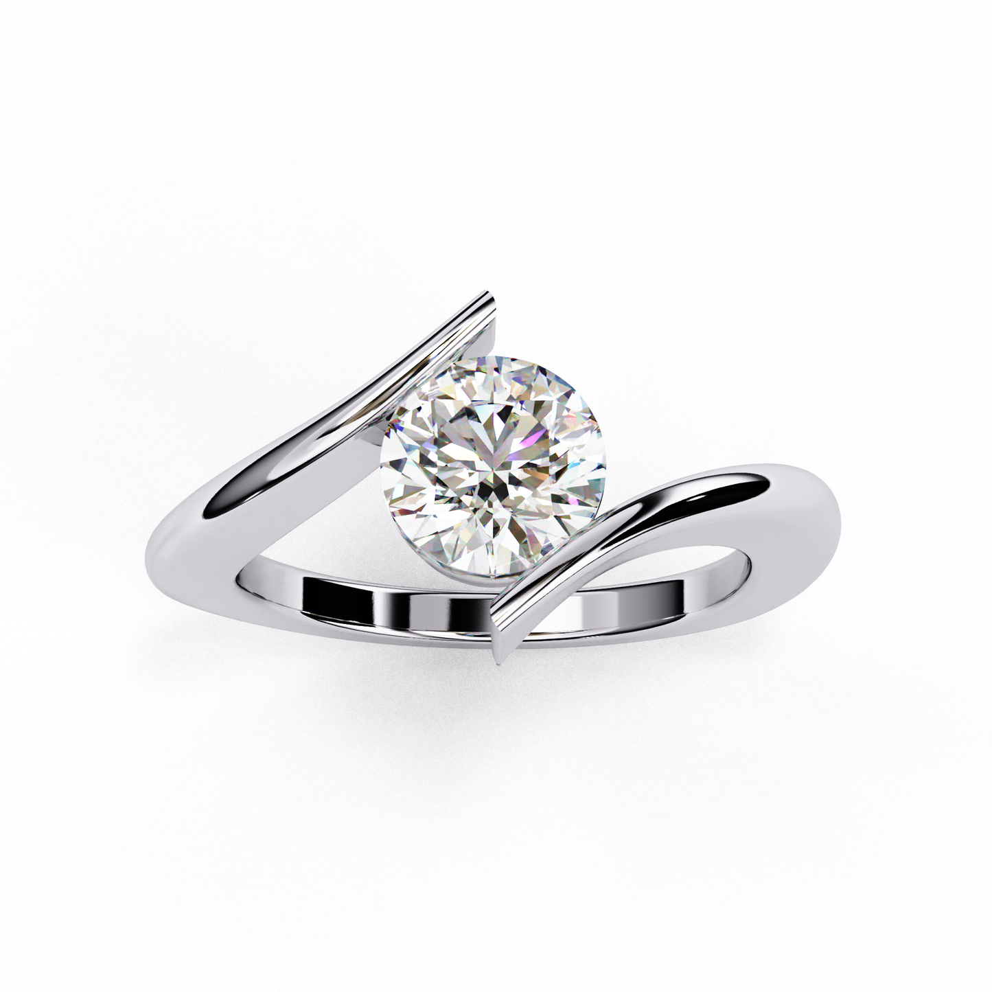 Silver Open Solitaire Ring
