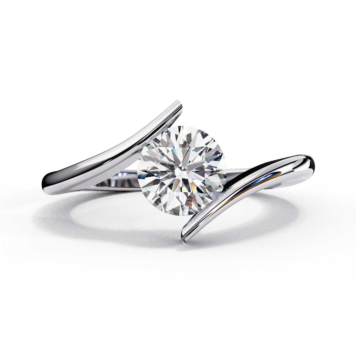 Silver Open Solitaire Ring