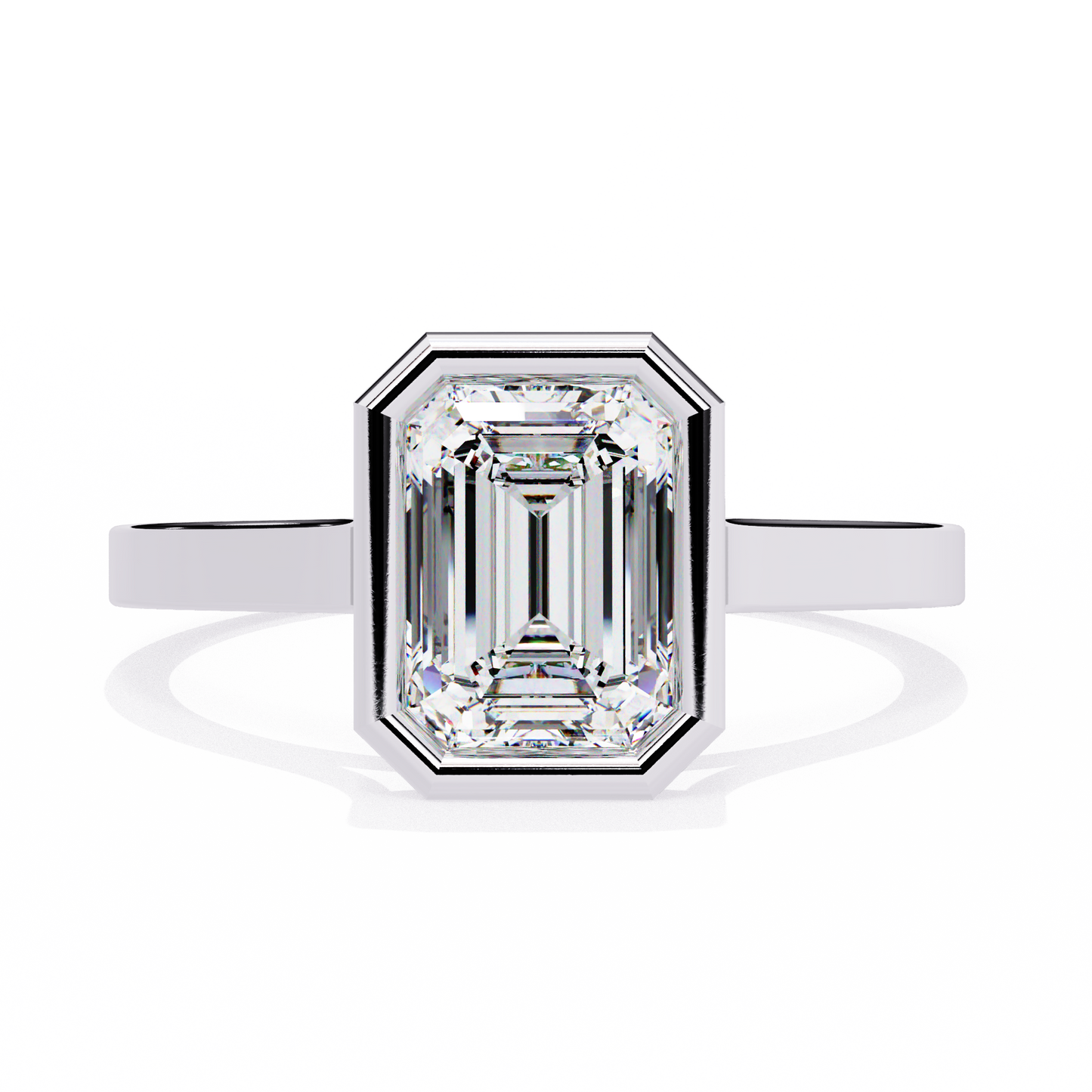 Silver Deco Emerald Ring