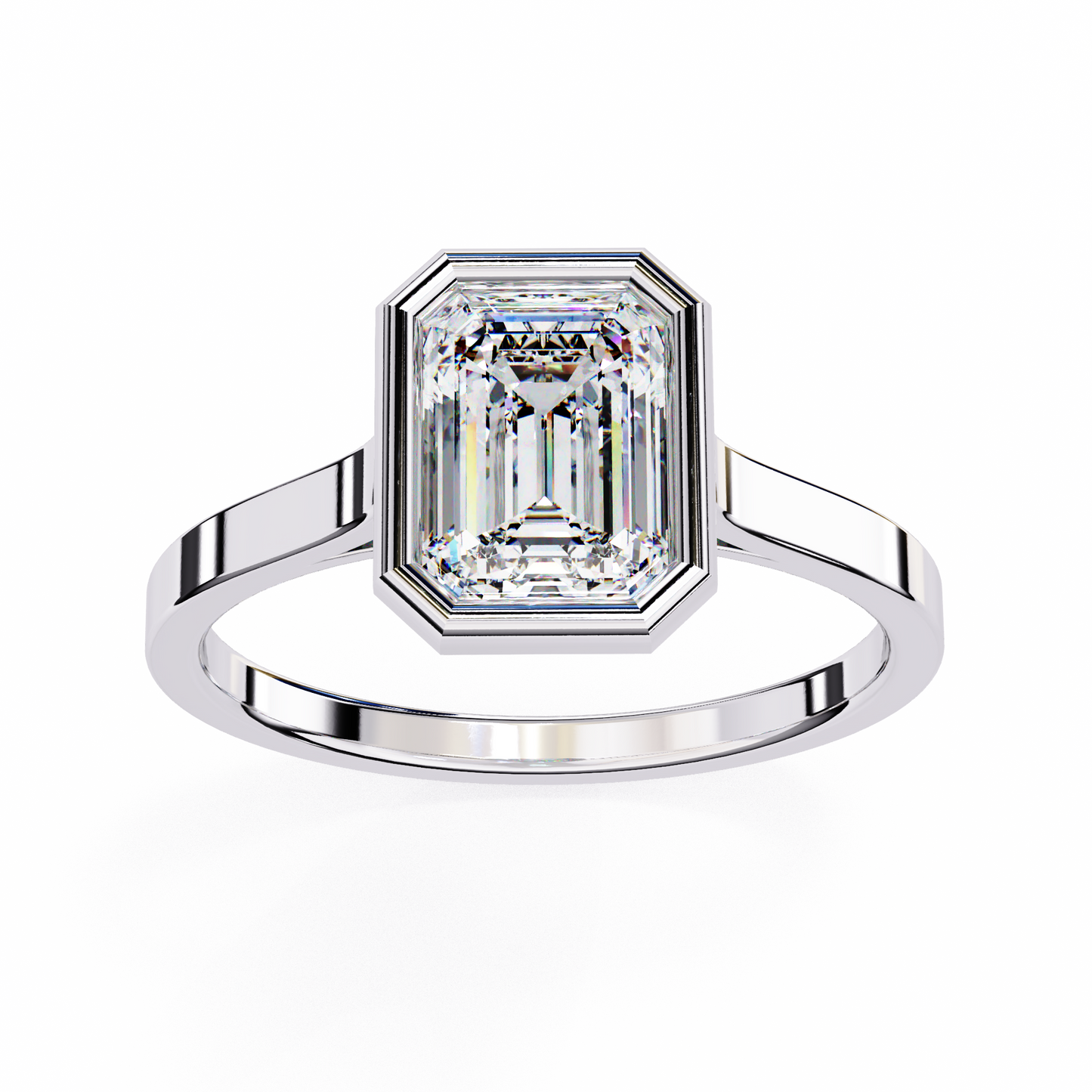 Silver Deco Emerald Ring