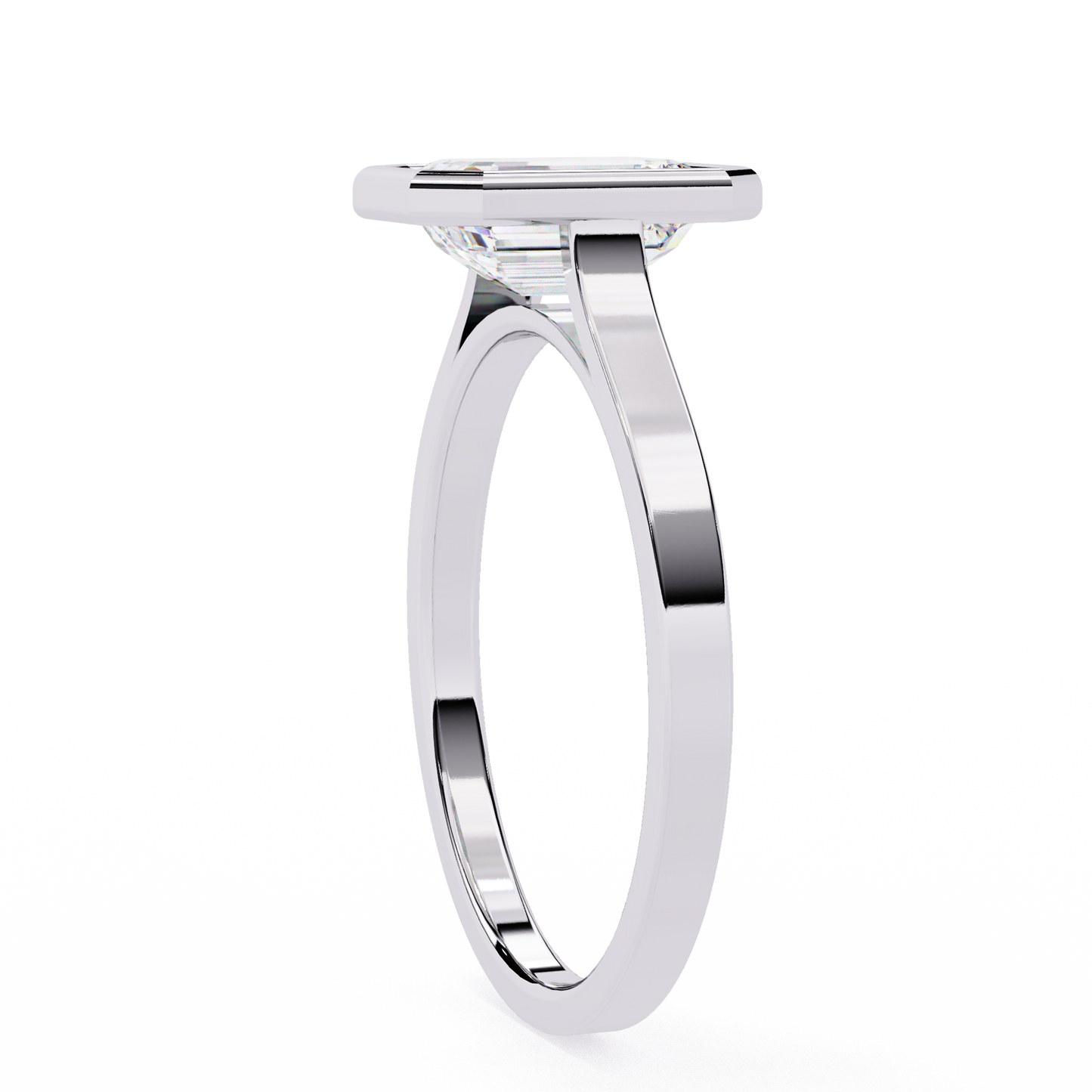 Silver Deco Emerald Ring