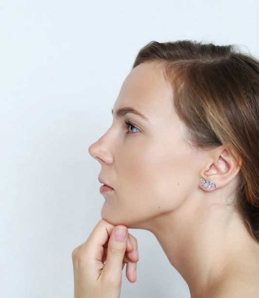 Silver Diamond Blossom earrings