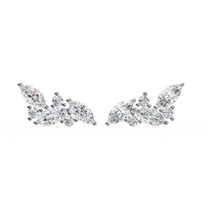Silver Diamond Blossom earrings