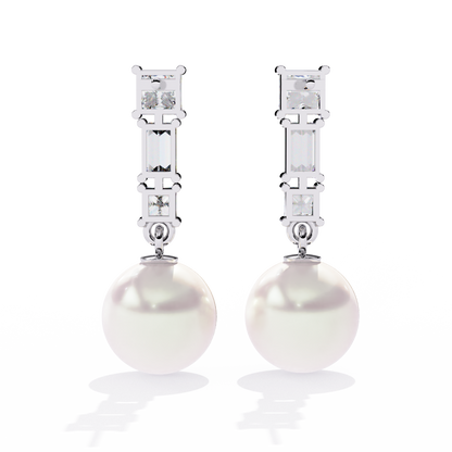Silver Moissanite Pearl Drop earrings