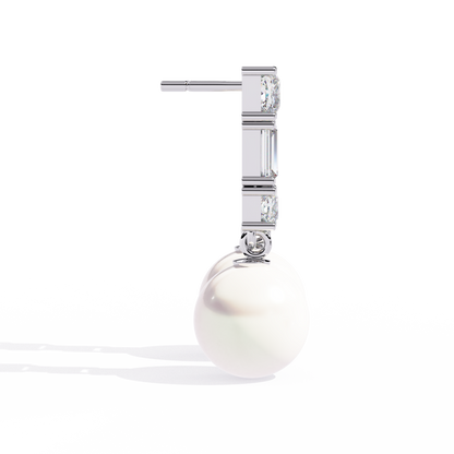 Silver Moissanite Pearl Drop earrings