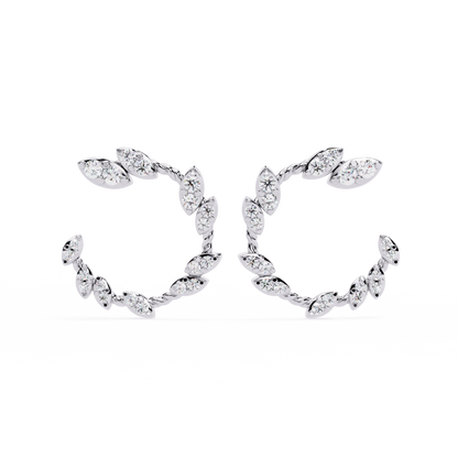 Silver Marquise Petal Hoops
