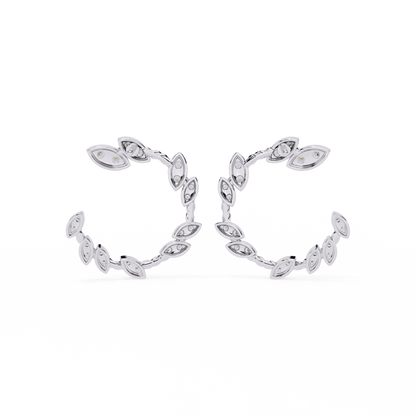 Silver Marquise Petal Hoops