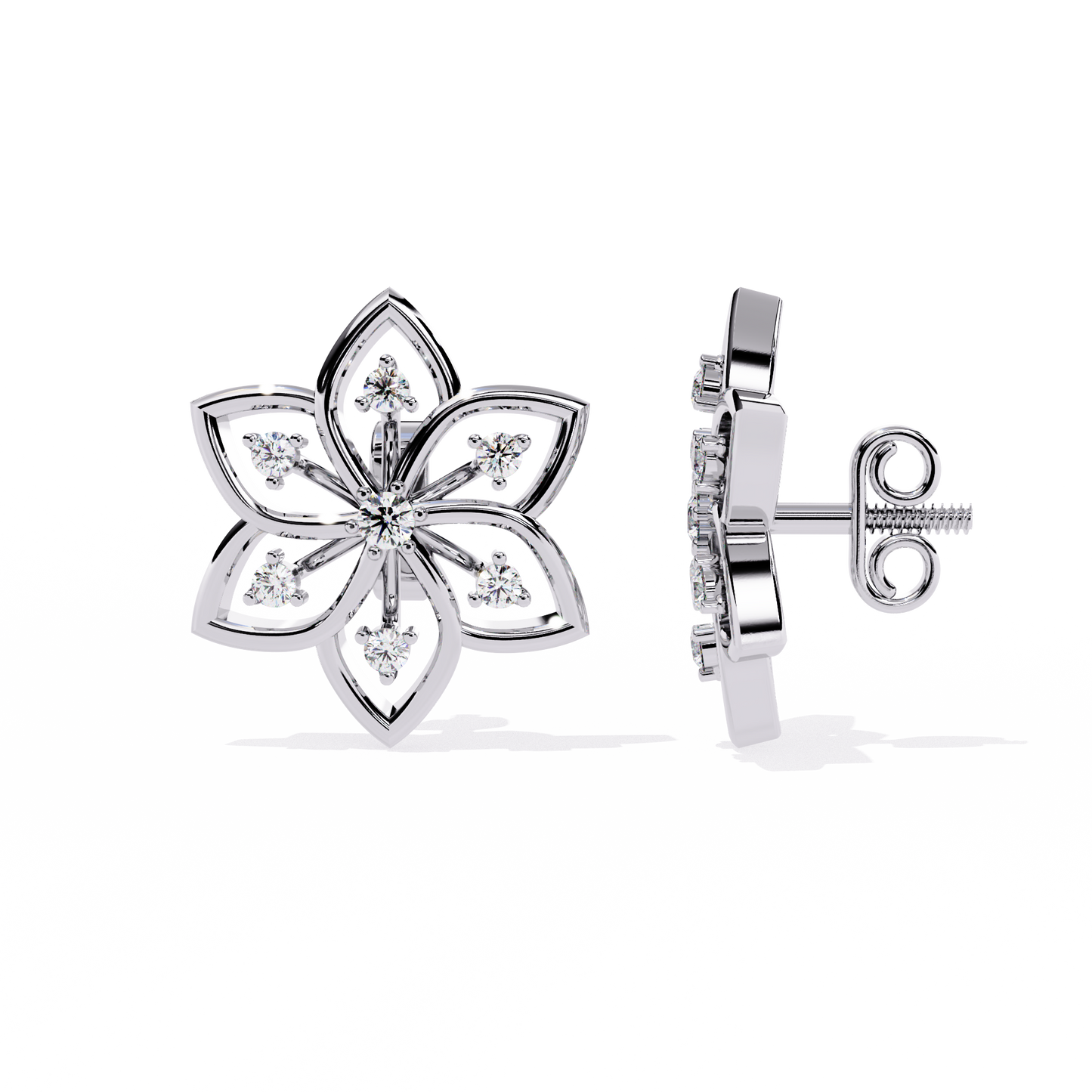 Silver Blossom Sparkle Studs