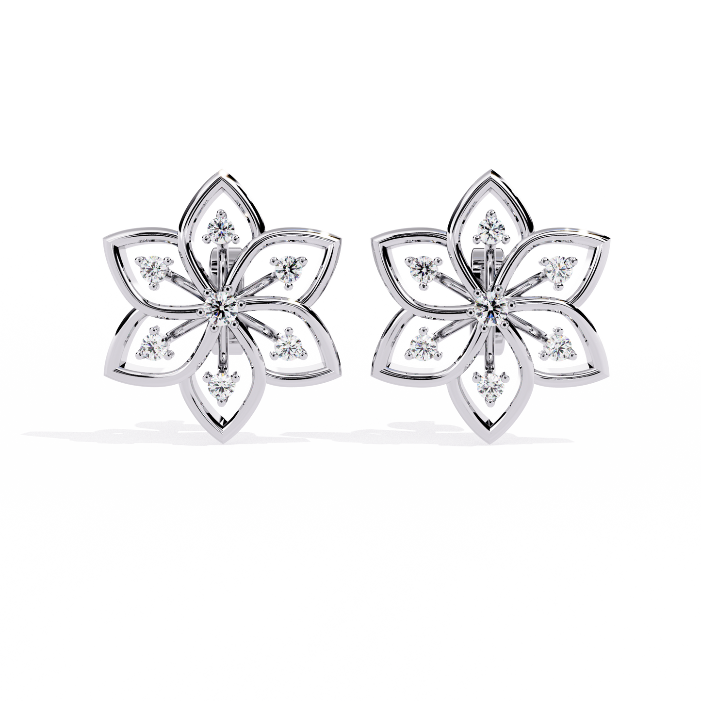 Silver Blossom Sparkle Studs