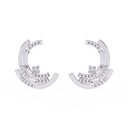 Silver Layered Crescent studs