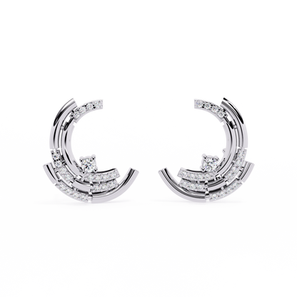 Silver Layered Crescent studs
