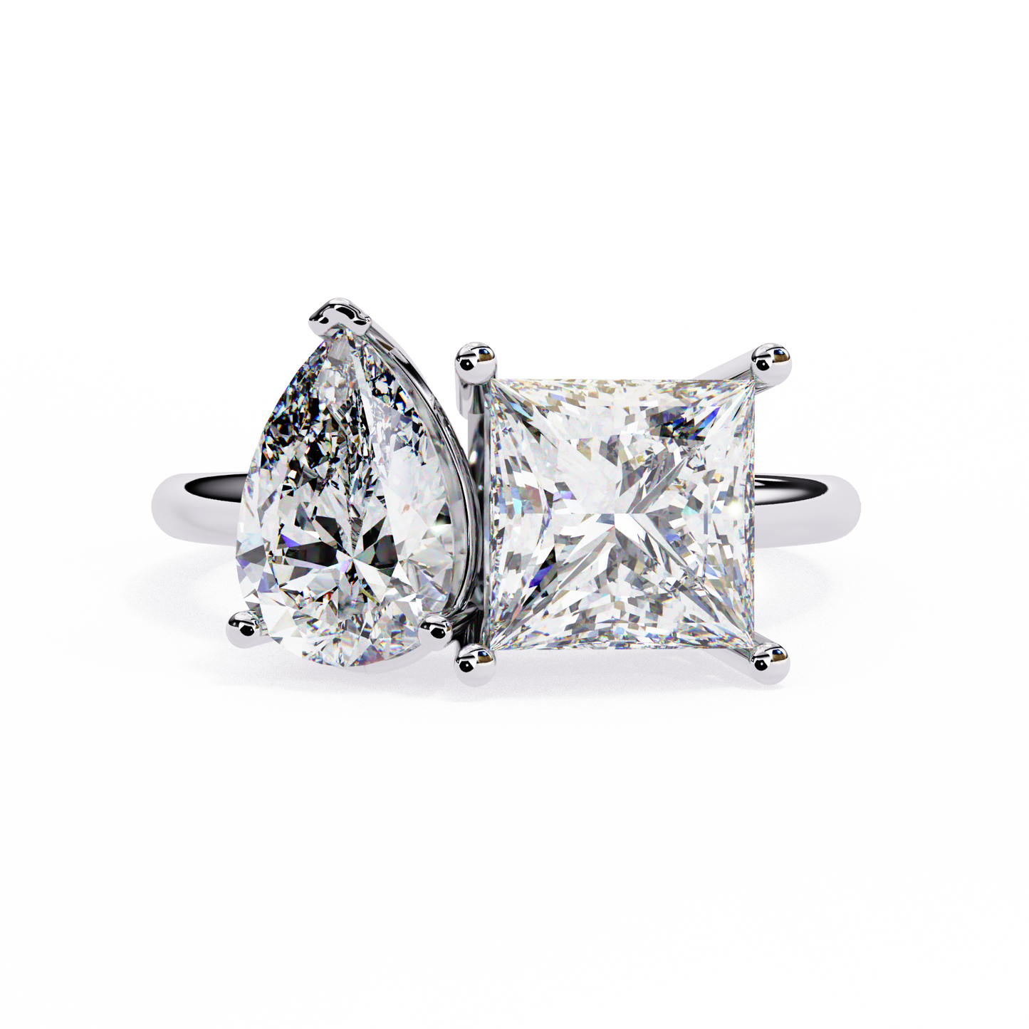 Silver Toi et Moi Duet Ring