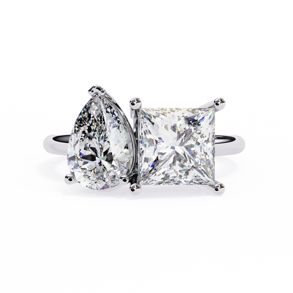 Silver Toi et Moi Duet Ring