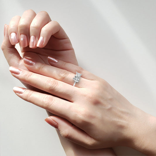 Silver Toi et Moi Duet Ring