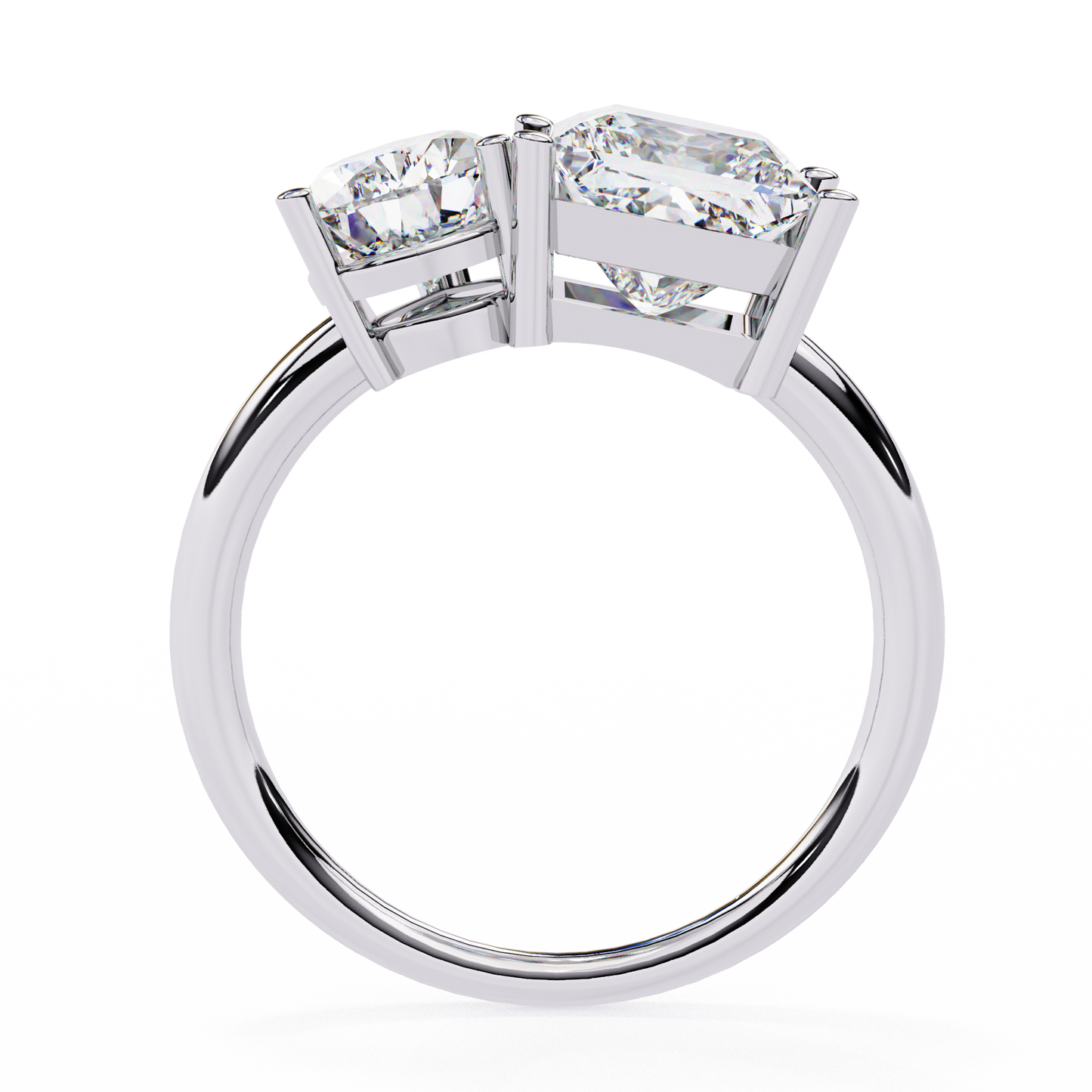 Silver Toi et Moi Duet Ring
