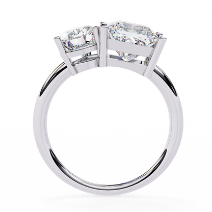 Silver Toi et Moi Duet Ring