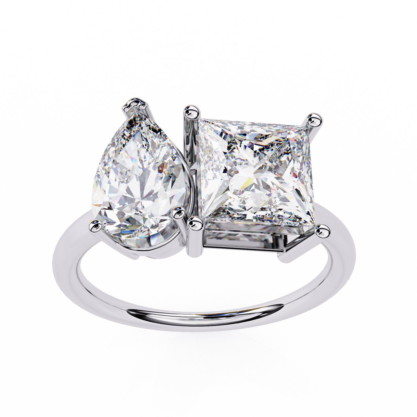 Silver Toi et Moi Duet Ring