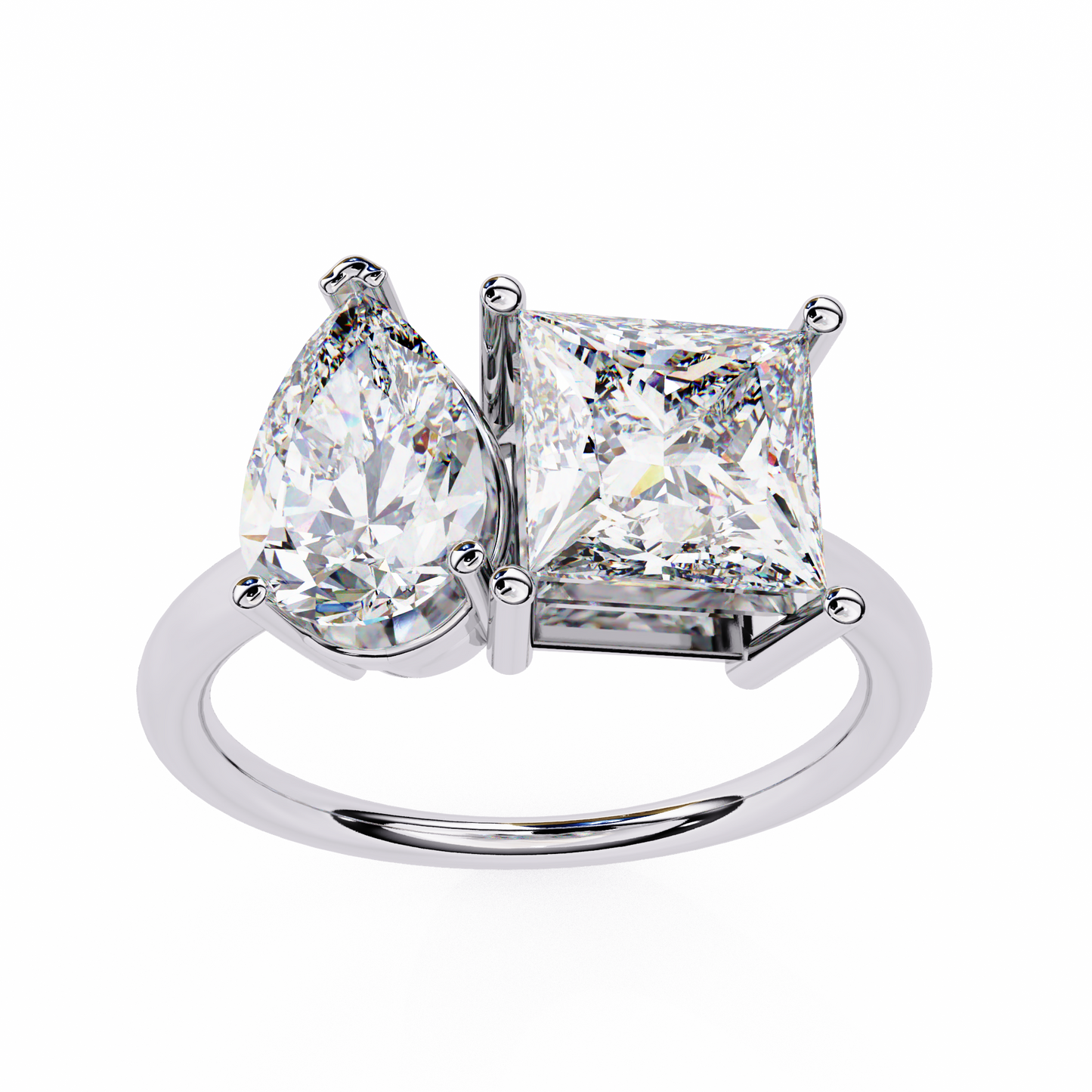 Silver Toi et Moi Duet Ring