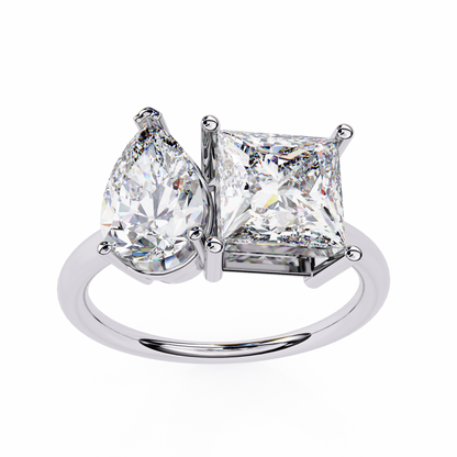 Silver Toi et Moi Duet Ring