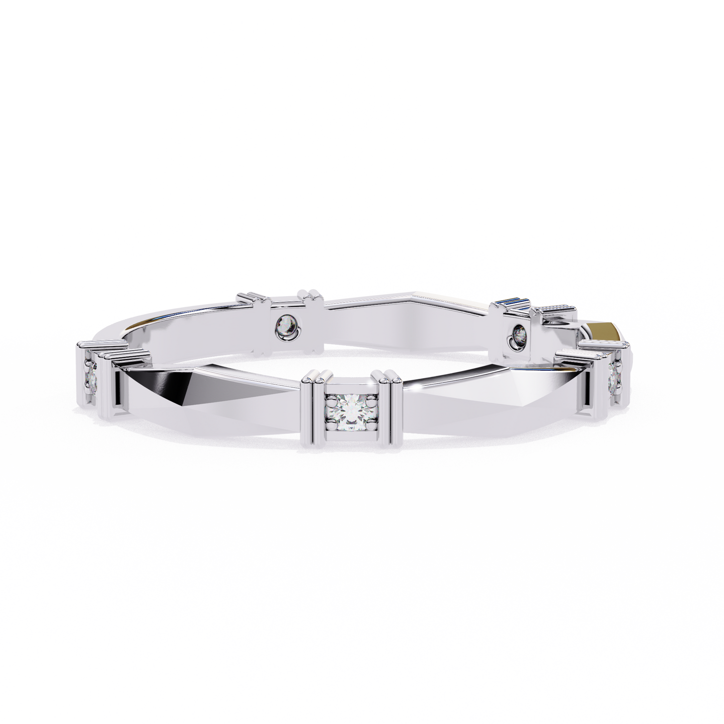 Silver Modern Mosaic Ring