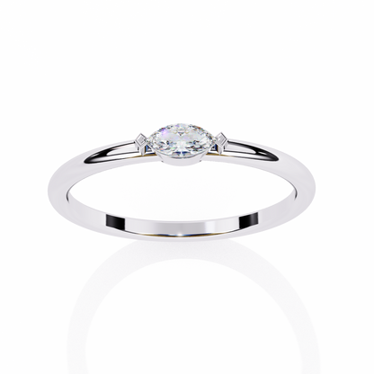 Silver Minimalist Marquise Ring