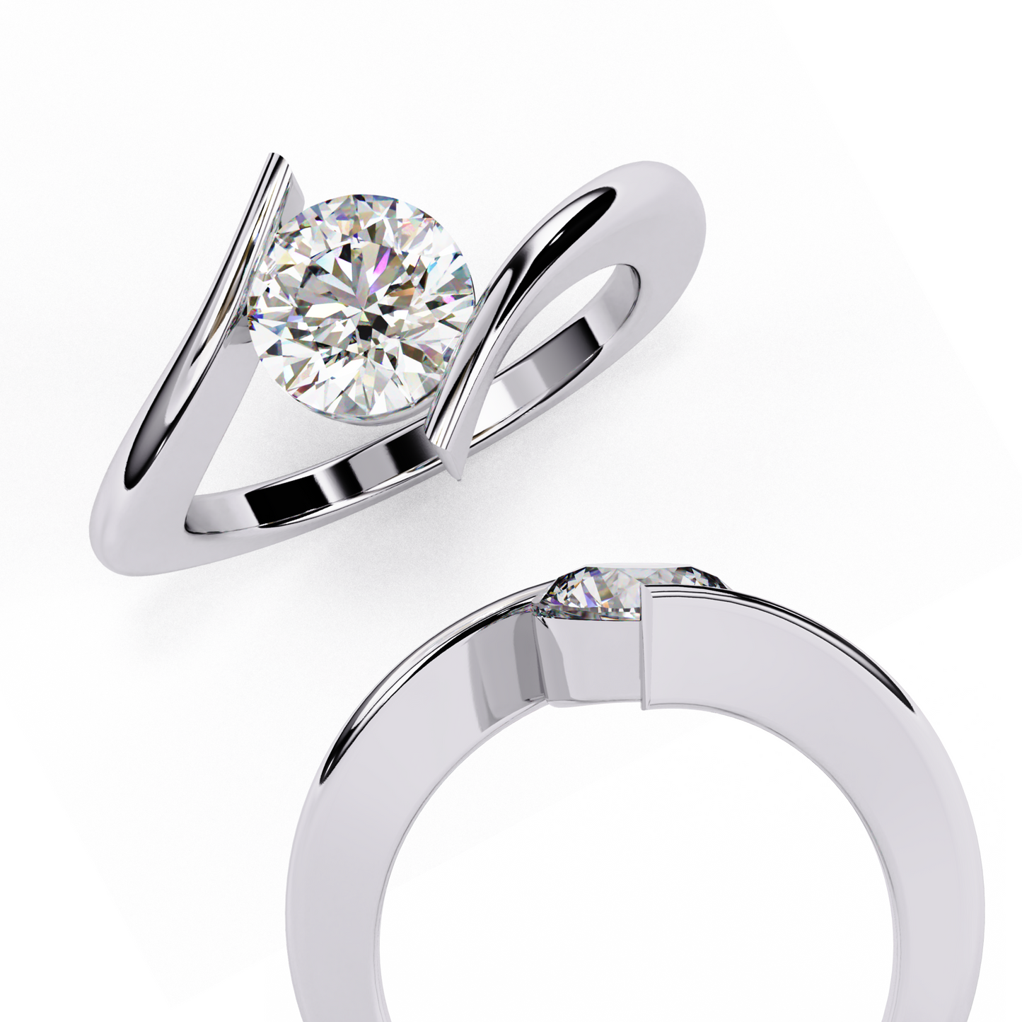 Silver Open Solitaire Ring