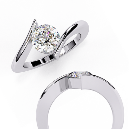 Silver Open Solitaire Ring