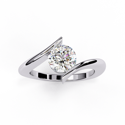 Silver Open Solitaire Ring