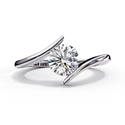 Silver Open Solitaire Ring