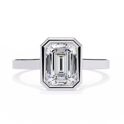 Silver Deco Emerald Ring