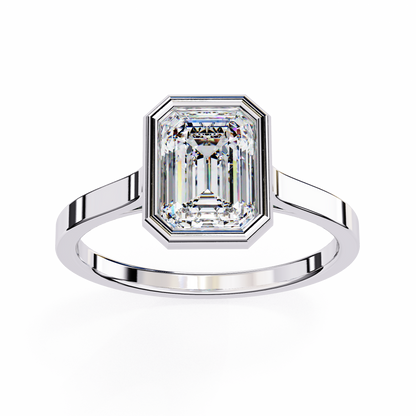 Silver Deco Emerald Ring