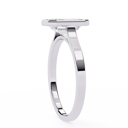 Silver Deco Emerald Ring