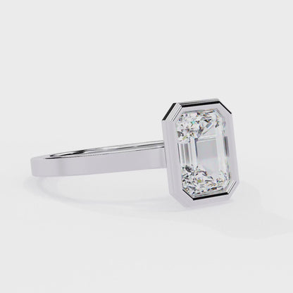Silver Deco Emerald Ring